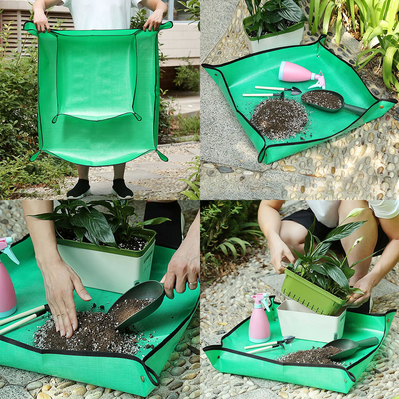 Planting Mat 50cm-150cm Gardening Potting Pad Foldable Garden Plant Flower Pot Transplanting Waterproof Mats Reusable Garden Mat
