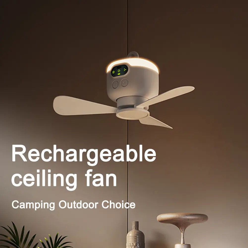 Ceiling Fan 8000mAh Wireless Portable Camping Ceiling Fan Rechargeable Tent Ceiling Lamp Fan with Lighting and Remote Control