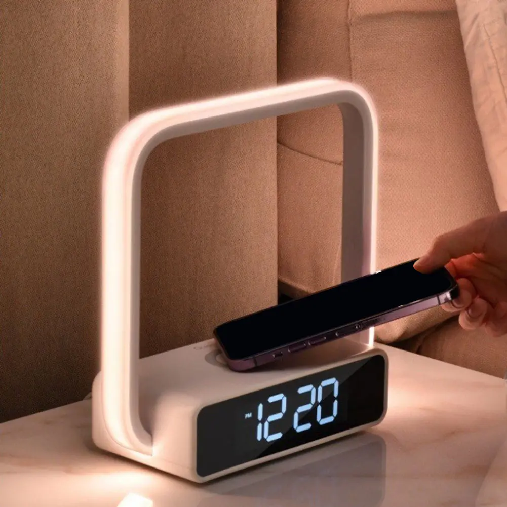 Touch Lamp with Wireless Charger 3-Grade Dimmable Touch Lamps for Nightstand Touch Night Light for Nightstand Bedroom Wood Decor