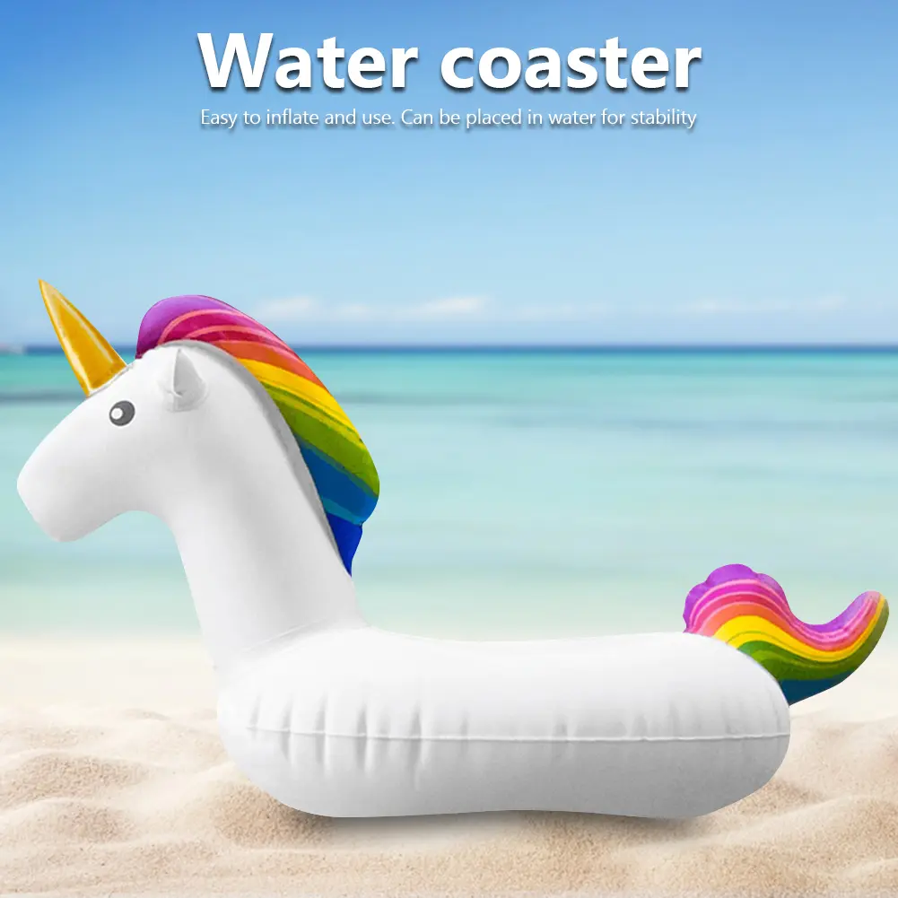1-5PC Floating Cup Inflatable Flamingo unicorn Drinks Cup Holder Pool Float Bar Coasters Floatation Devices Pink  Drink Holde