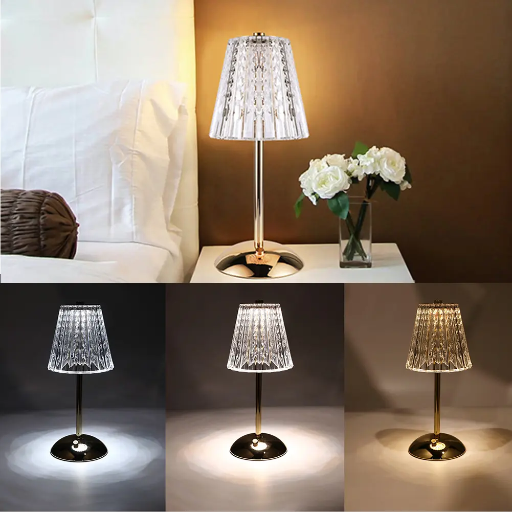 LED Elegant Table Lamp Touch Sensor Desktop Night Light Type-C Rechargeable Dimming Atmosphere Light Room Decor Lighting