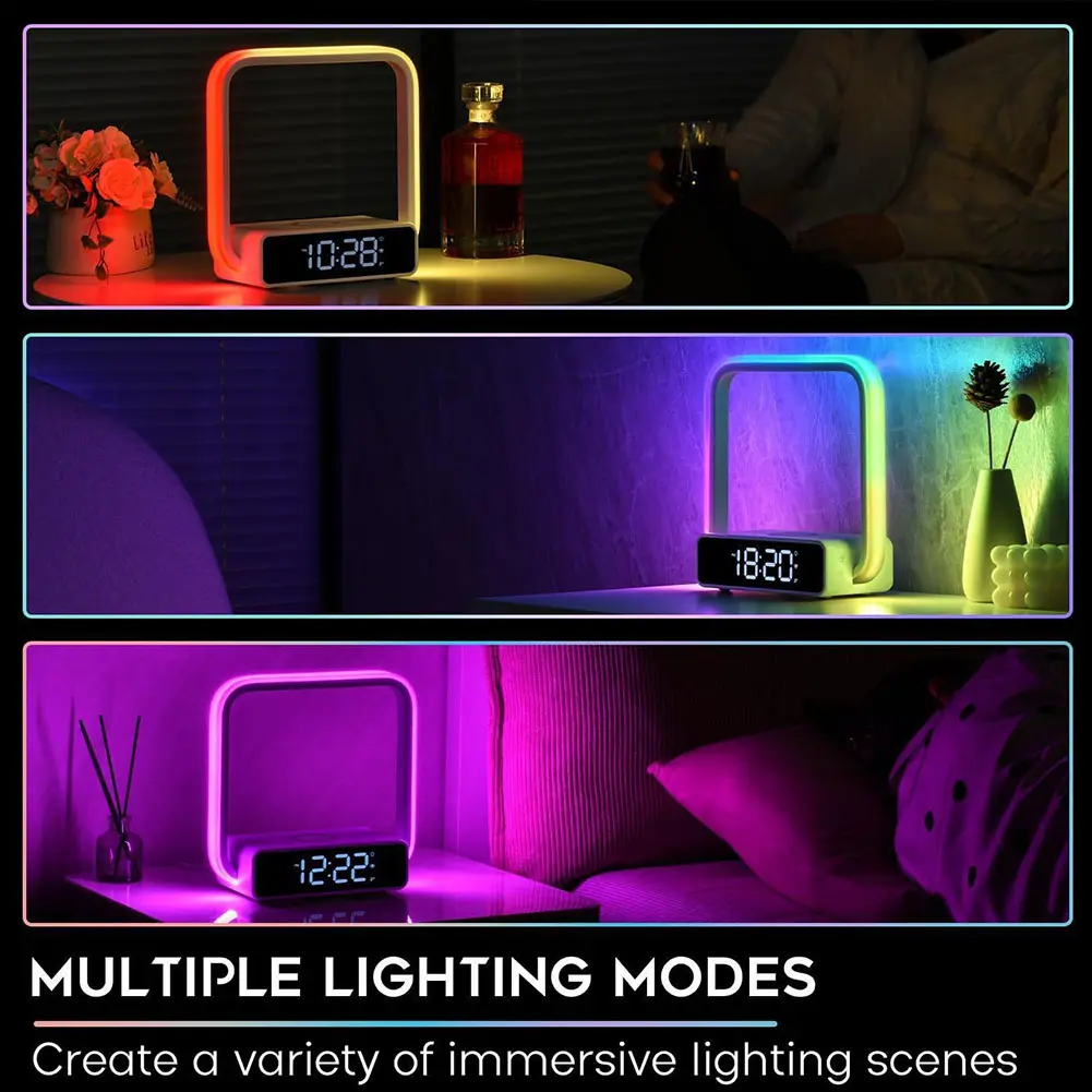Touch Lamp with Wireless Charger 3-Grade Dimmable Touch Lamps for Nightstand Touch Night Light for Nightstand Bedroom Wood Decor