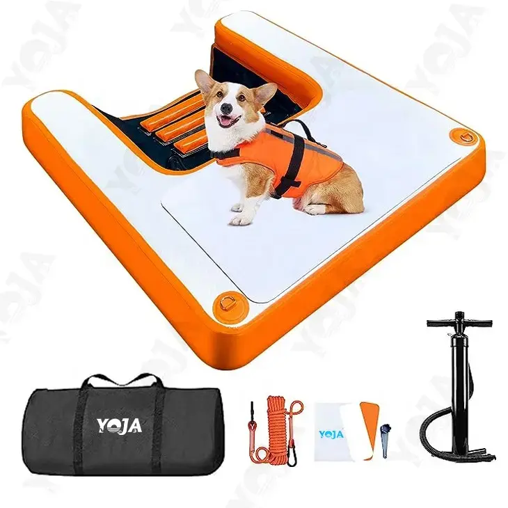 Dog on Water Ladder Steps Inflatable Dog Boat Ramp