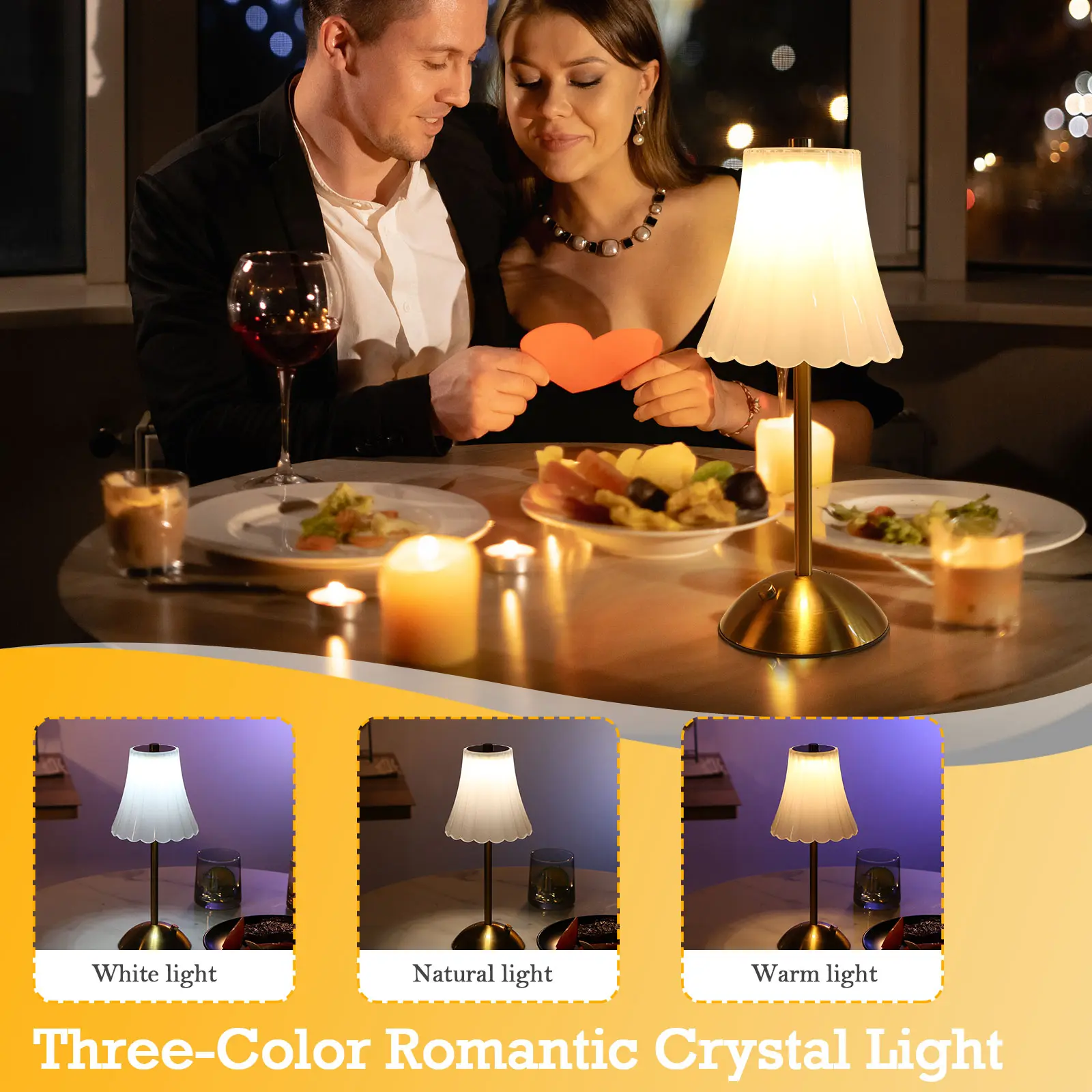 LED Elegant Table Lamp Touch Sensor Desktop Night Light Type-C Rechargeable Dimming Atmosphere Light Room Decor Lighting