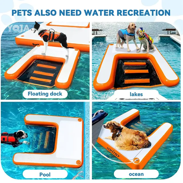 Dog on Water Ladder Steps Inflatable Dog Boat Ramp