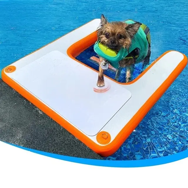 Dog on Water Ladder Steps Inflatable Dog Boat Ramp