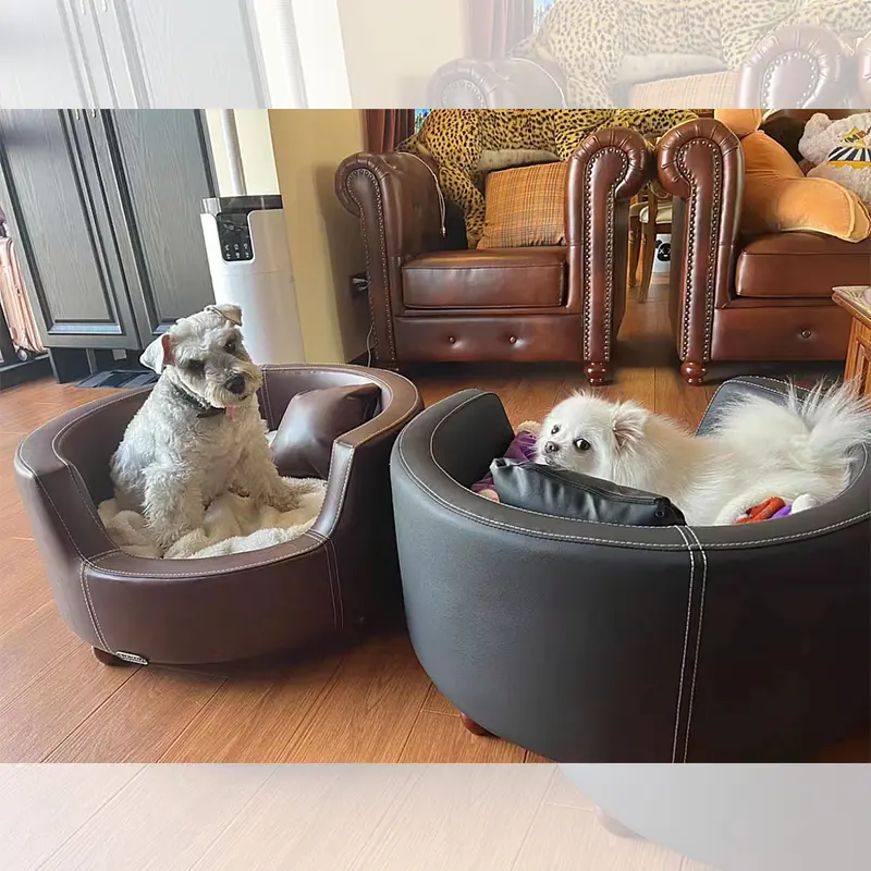 Small Dog Teddy Bed Vintage Wooden Kennel Cat Nest Modern Design Style Four Seasons Removable Washable Pet Sofa Hair-Free