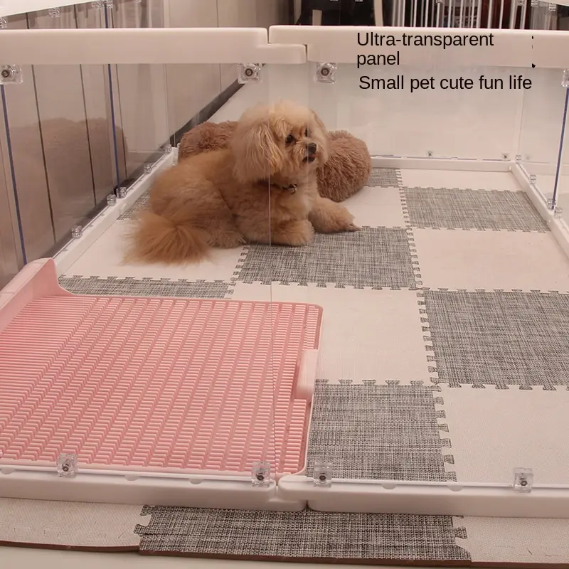 Small Animal Pet Fence Dog Cage Transparent Steel Combination Net for Indoor Balcony Novelty White Pattern