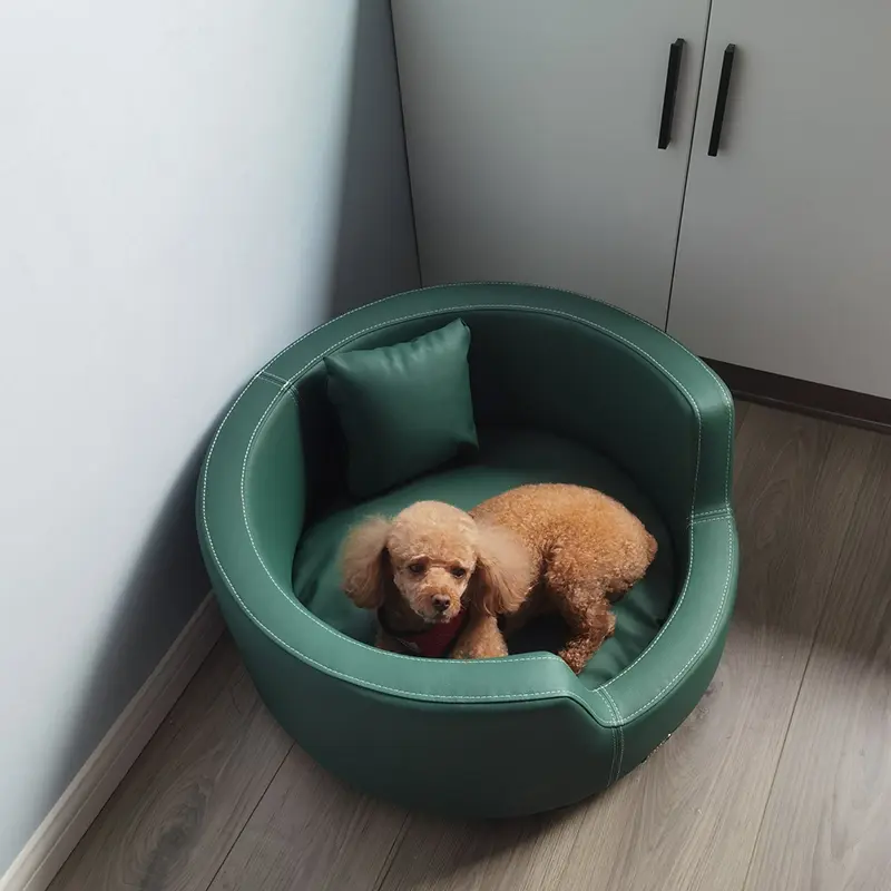 Small Dog Teddy Bed Vintage Wooden Kennel Cat Nest Modern Design Style Four Seasons Removable Washable Pet Sofa Hair-Free