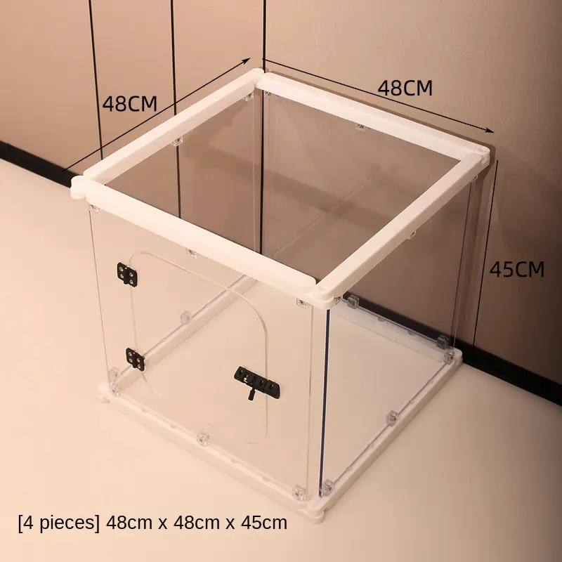 Small Animal Pet Fence Dog Cage Transparent Steel Combination Net for Indoor Balcony Novelty White Pattern