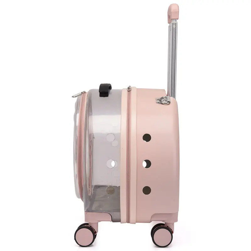 Airline Approved Cat Dog Carrier Backpack Fully Transparent Portable PC Trolley Case With Wheels Breathable Travel Kennel Bag