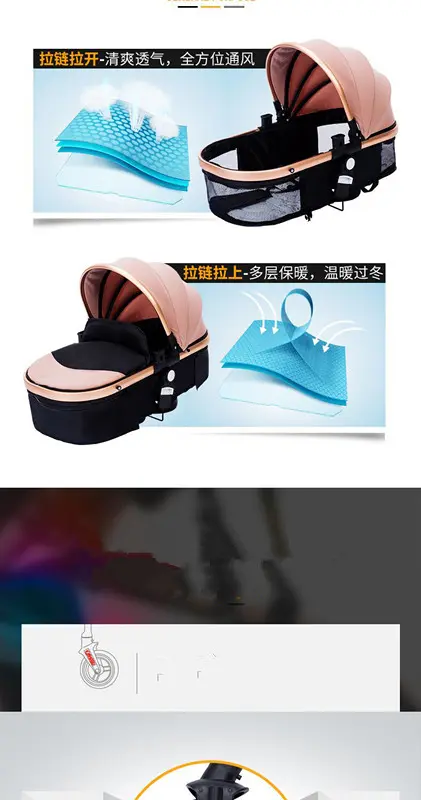 Luxury 4 Wheels Pet Stroller Trolley Small Dog and Carrier with Umbrella Function