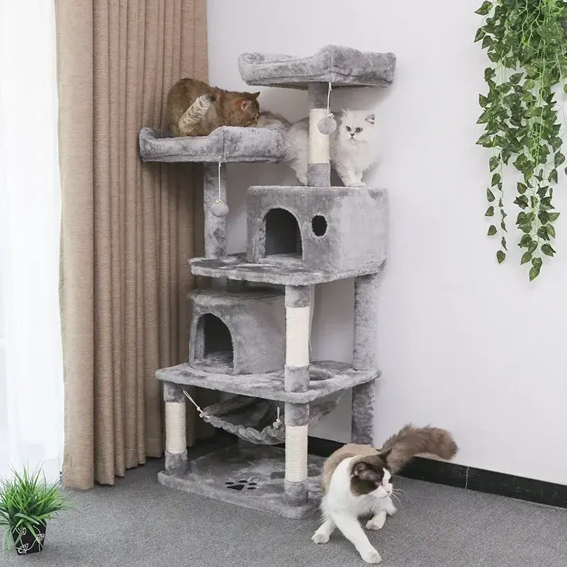 Manufacturer wholesale grey beige brown stable tower scratcher tree cat condo