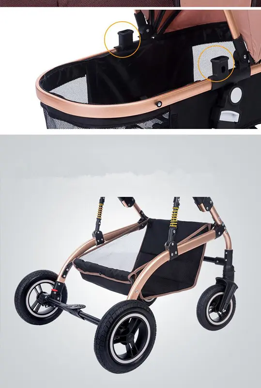 Luxury 4 Wheels Pet Stroller Trolley Small Dog and Carrier with Umbrella Function