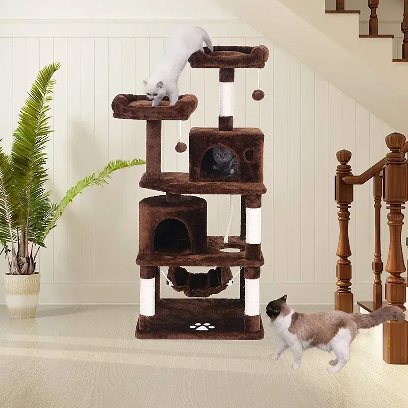 Manufacturer wholesale grey beige brown stable tower scratcher tree cat condo