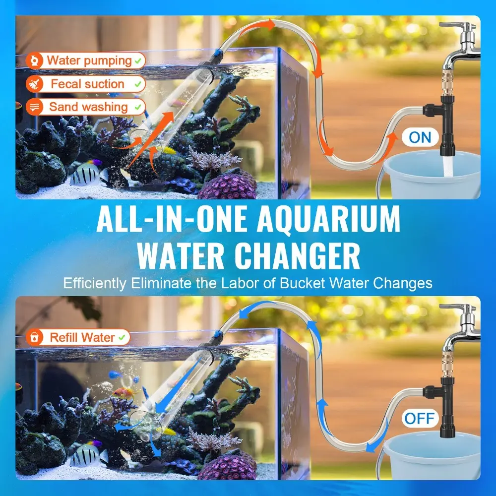 Aquarium Vacuum Gravel Cleaner, 50 ft PVC Hose Fish Tank Vacuum Gravel Cleaner, Siphon Fish Tank Cleaner Vacuum