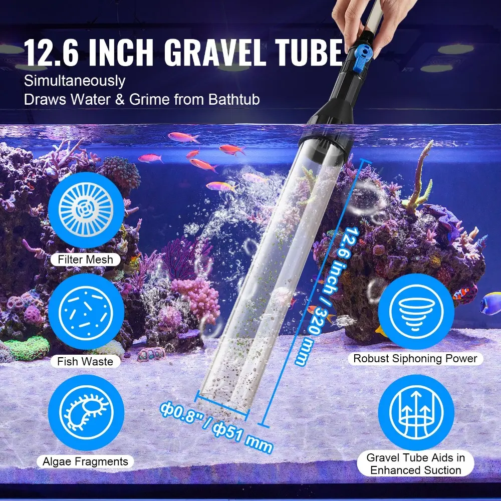Aquarium Vacuum Gravel Cleaner, 50 ft PVC Hose Fish Tank Vacuum Gravel Cleaner, Siphon Fish Tank Cleaner Vacuum