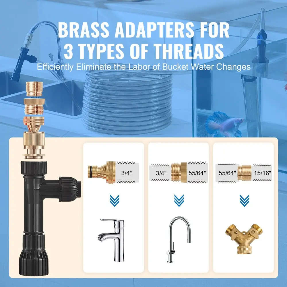 Aquarium Vacuum Gravel Cleaner, 50 ft PVC Hose Fish Tank Vacuum Gravel Cleaner, Siphon Fish Tank Cleaner Vacuum