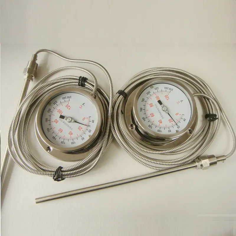 Wall Mounting Stainless Steel Remote Capillary Thermometer
