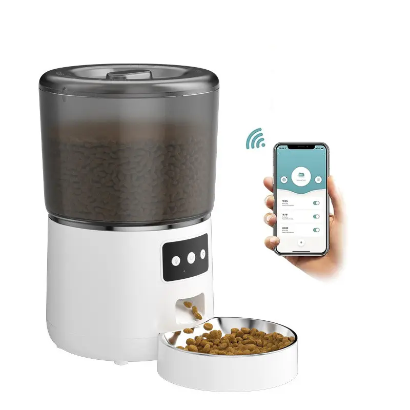 Dog Cat Smart Pet Food Bowl Dispenser Auto Connected Feeder 4L Wifi App Remote Control Automatic Pet Feeder With Button
