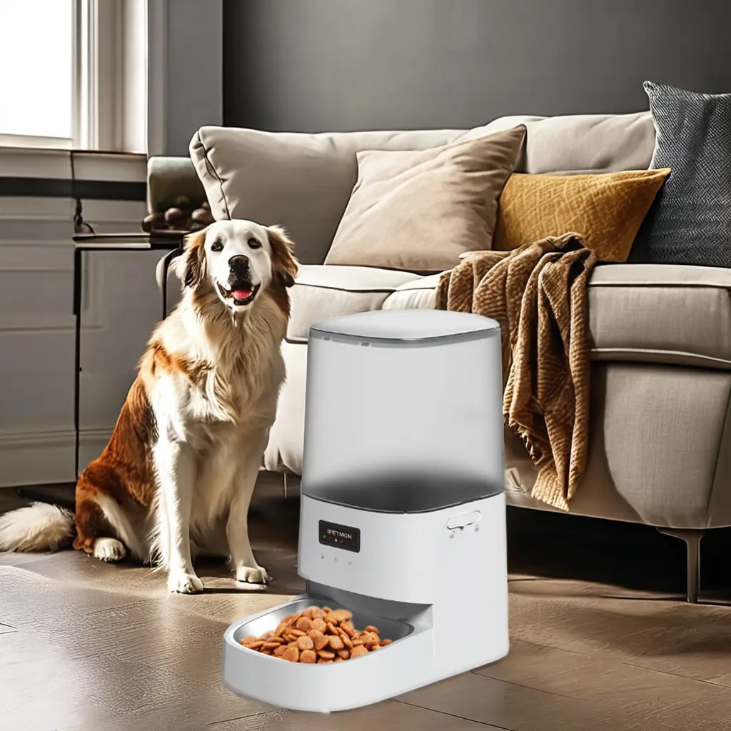 Automatic Timed Pet Feeder Battery-Powered Stainless Steel Plastic Food Dispenser Portable Bottle Design App Controlled for