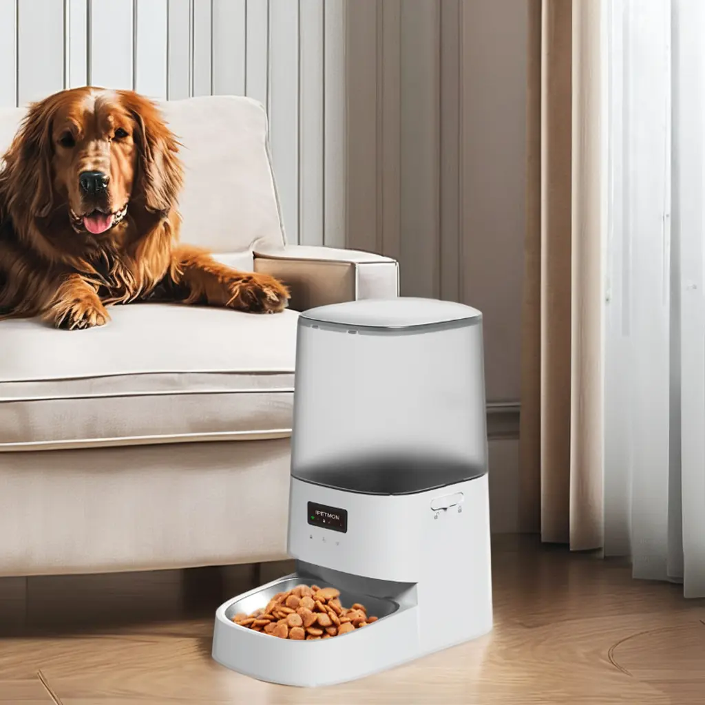 Automatic Timed Pet Feeder Battery-Powered Stainless Steel Plastic Food Dispenser Portable Bottle Design App Controlled for