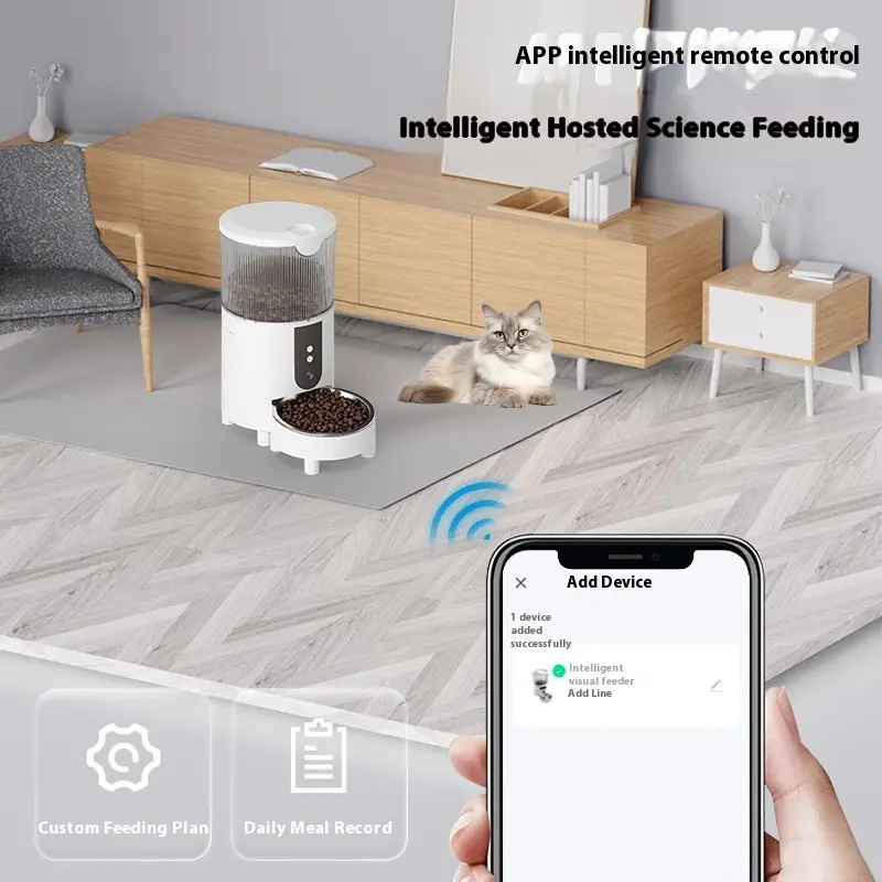 Automatic Interactive Pet Feeder With Camera Mobile Phone App Auto Connected Microchip Portion Control Cat Food Smart Dispenser