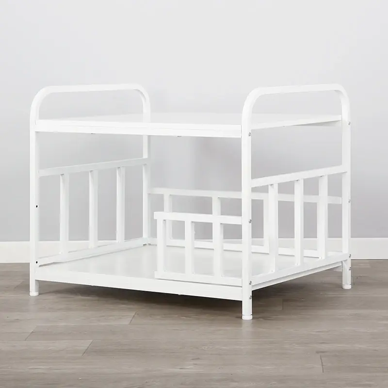 High Quality Modern Metal White Indoor Outdoor Two-layer Pet Bed With Shelf For One Dog
