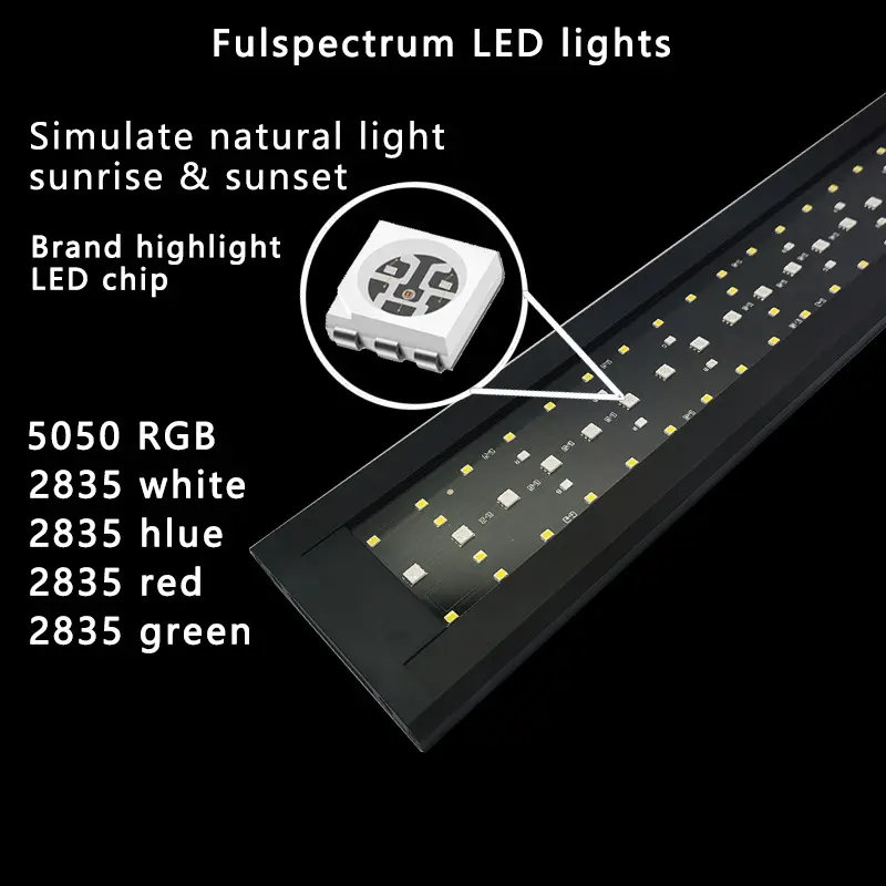 90CM Multiple Colors Aquarium Accessories Fish Tank Light Waterproof  RGB Aquarium Grow Lights for Freshwater