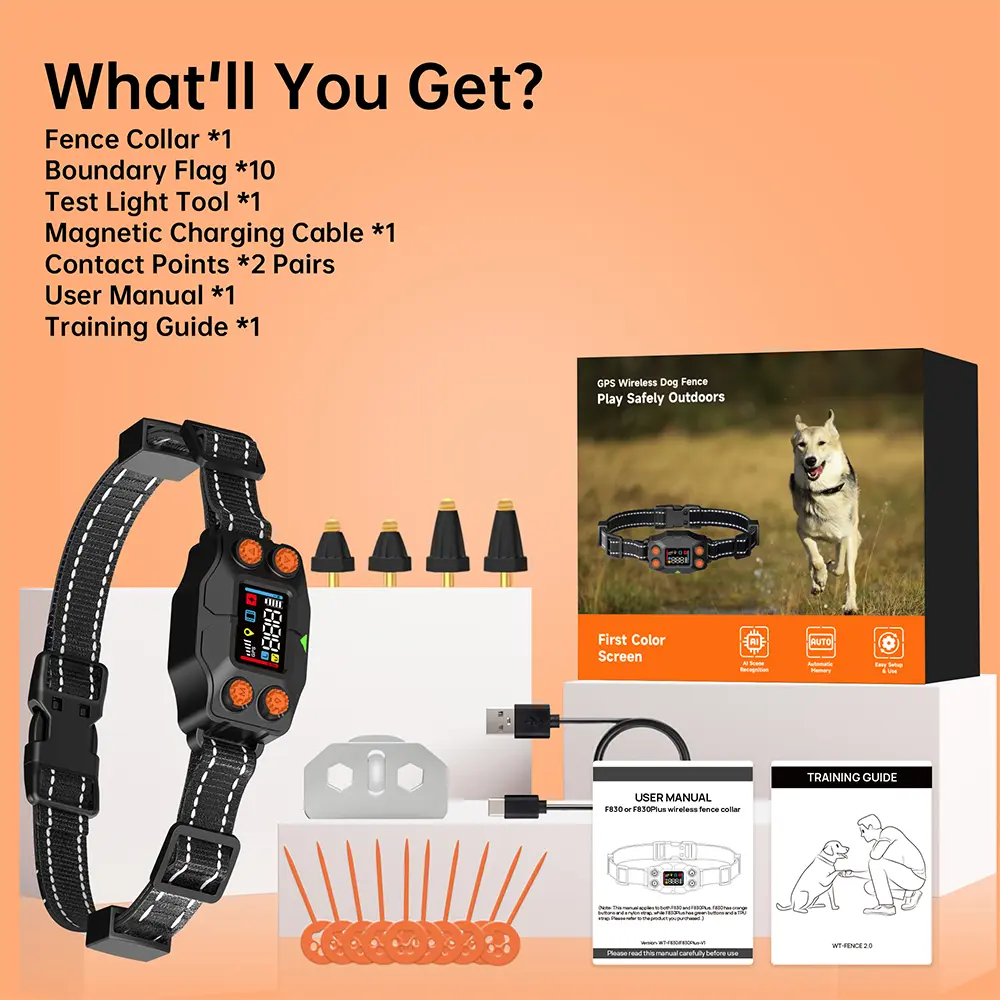 Outdoor Dog Boundary System Rechargeable Invisible Fence for Dogs with Collars Wireless Pet Fence