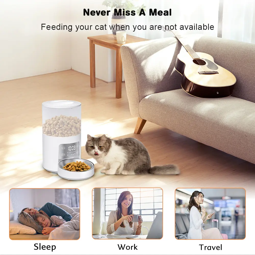New 6L Smart Pet Food Feeder Wi-Fi App Control Automatic Cat Food Dispenser With Two Bowls
