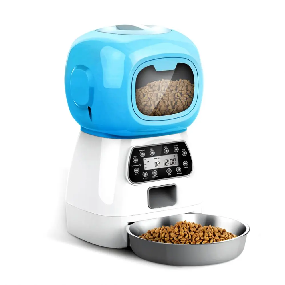 Custom Smart 3.5L Robot Cat Dog Bowls Food Dispenser 4 Meals Timed Auto Voice Playback Wifi APP Automatic Pet Feeder