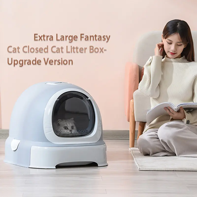Wholesale Luxury Plastic Large Space Automatic Cat Toilet Closed Cat Litter Box with Sand Cat Litter Trays