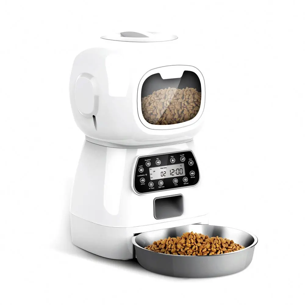 Custom Smart 3.5L Robot Cat Dog Bowls Food Dispenser 4 Meals Timed Auto Voice Playback Wifi APP Automatic Pet Feeder