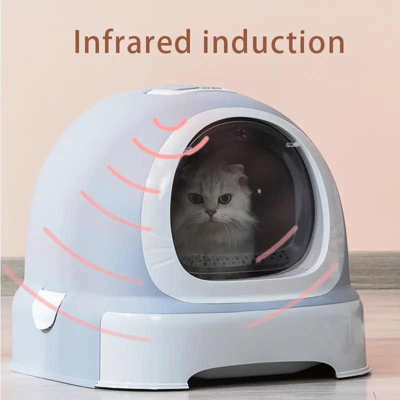 Wholesale Luxury Plastic Large Space Automatic Cat Toilet Closed Cat Litter Box with Sand Cat Litter Trays