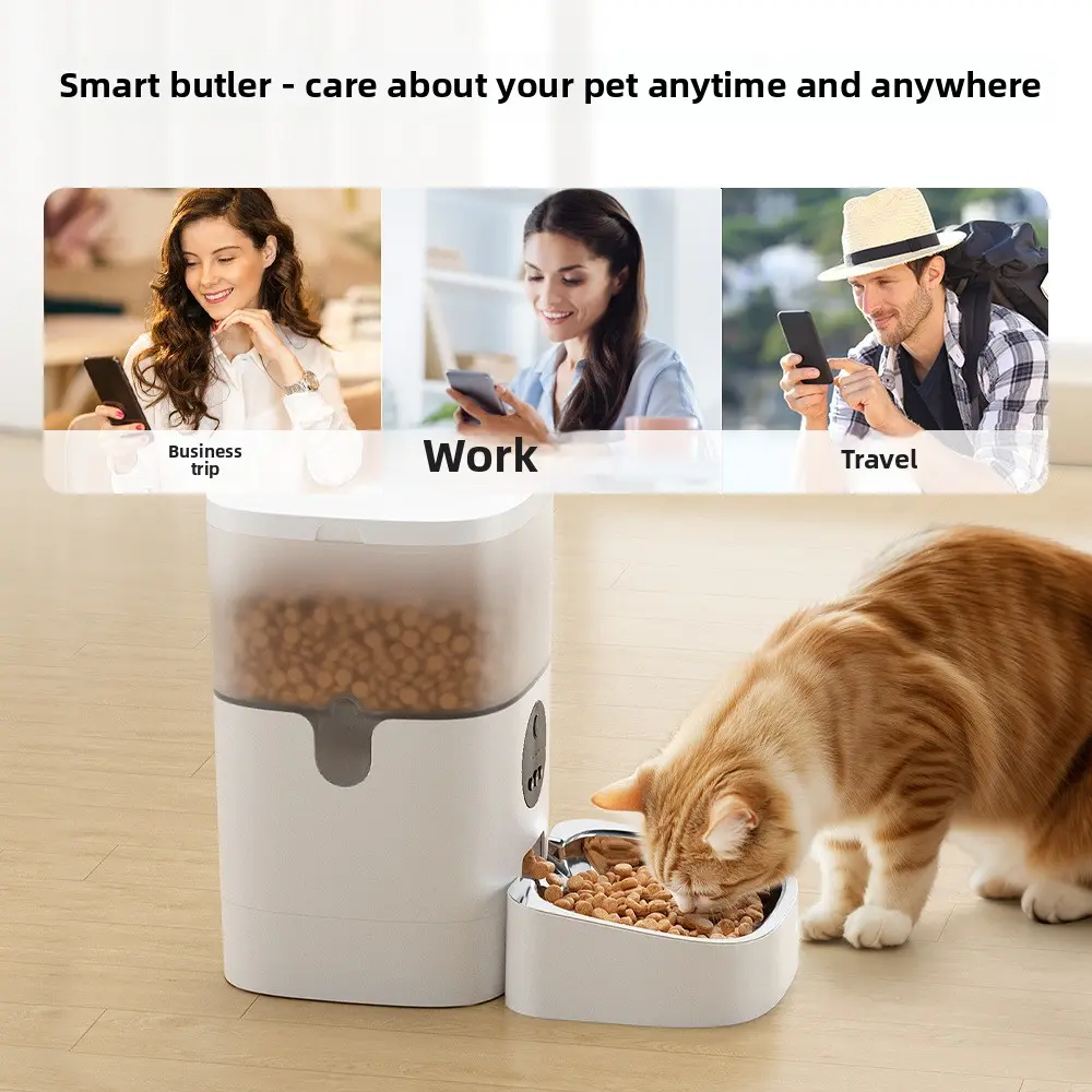 Automatic Pet Food Dispenser 4L/6L Capacity Timing Quantitative Pet Feeder for Cats Dogs with Video Remote