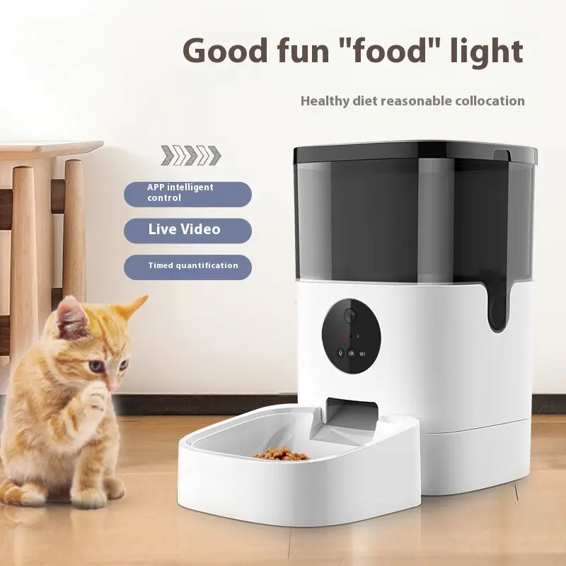Automatic Pet Food Dispenser 4L/6L Capacity Timing Quantitative Pet Feeder for Cats Dogs with Video Remote