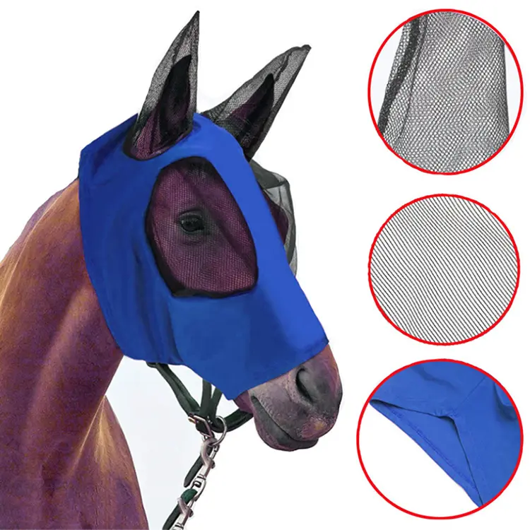 Horse Fly Mask for Moonblindness Horses With Ears and Nose Best Super Comfort Starchy Fitting Horse Fly Mask