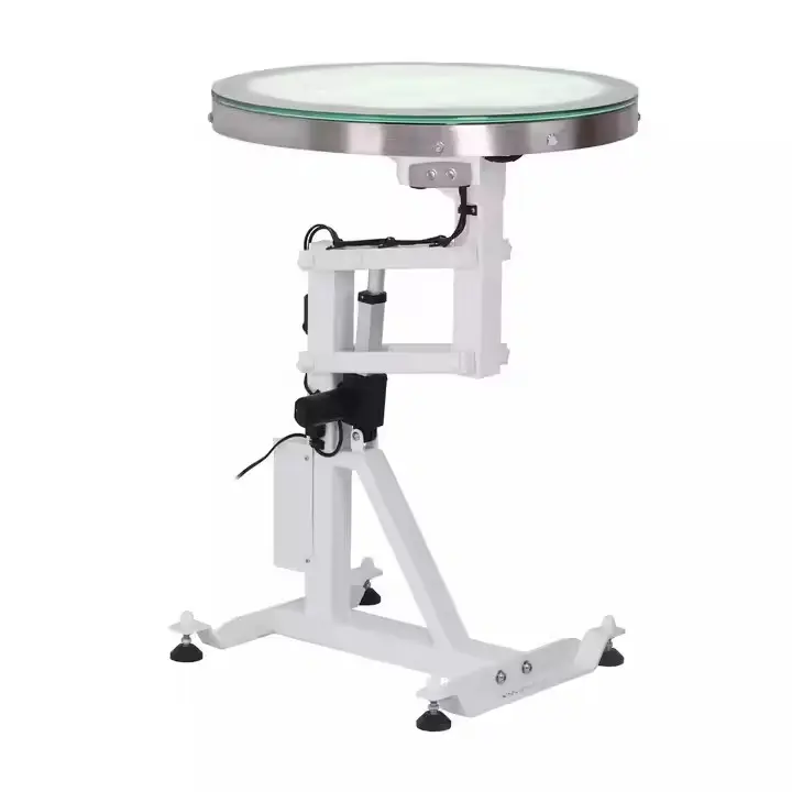 Electric Lifting Veterinary Exam Table 360° Round Rotating Dog Hair Cutting Table  LED Lighted Pet Grooming Table for Small Pets