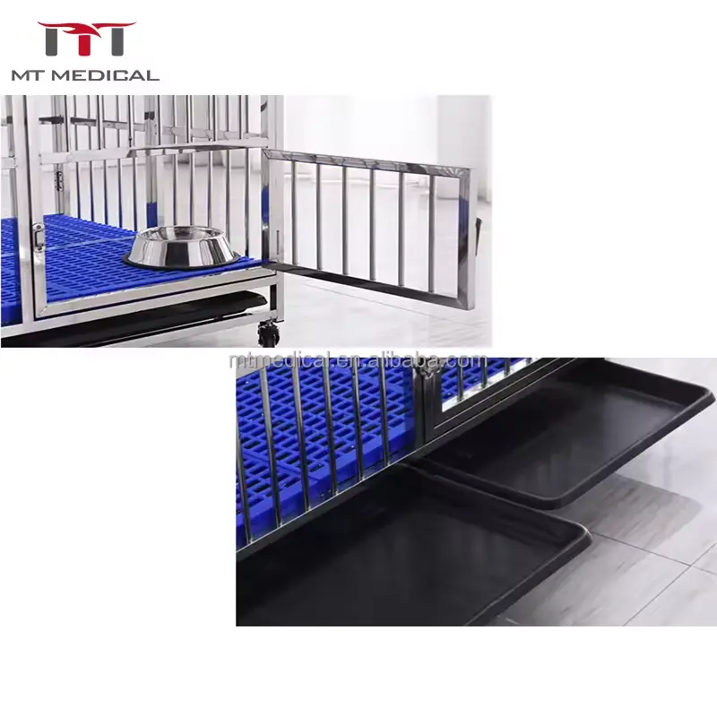 Folding Stainless Steel Dog Cage Vet Equipment Animal Aluminum Cage for Dog