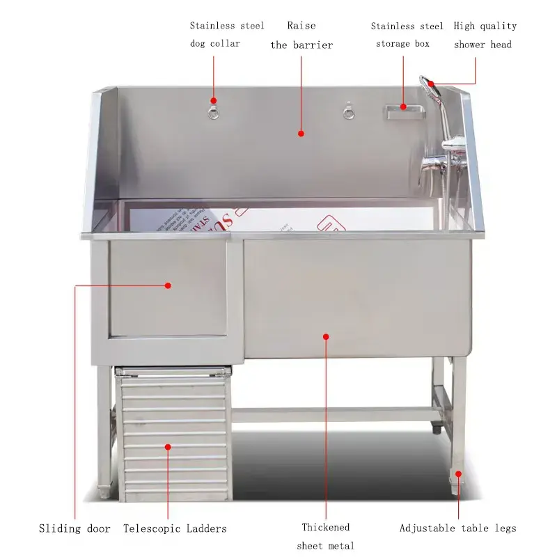 Custom Size Dog Washing Stations Stainless Steel Dog Grooming Bath Tub