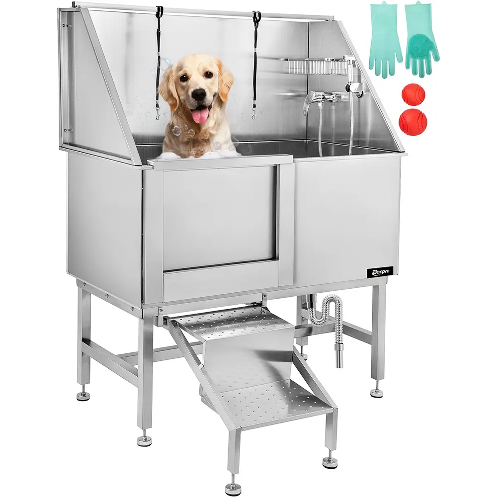 201 Stainless Steel Dog Bathing Machine with Left Door Grooming Tub for Bathroom Use for Cats Small Animals