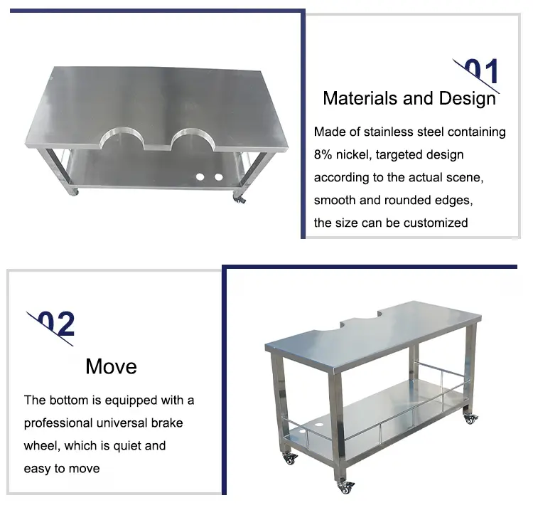 Professional Veterinary Stainless Steel Pet Surgical Table for B-mode Ultrasound Examination Vet Operating Table for Dogs
