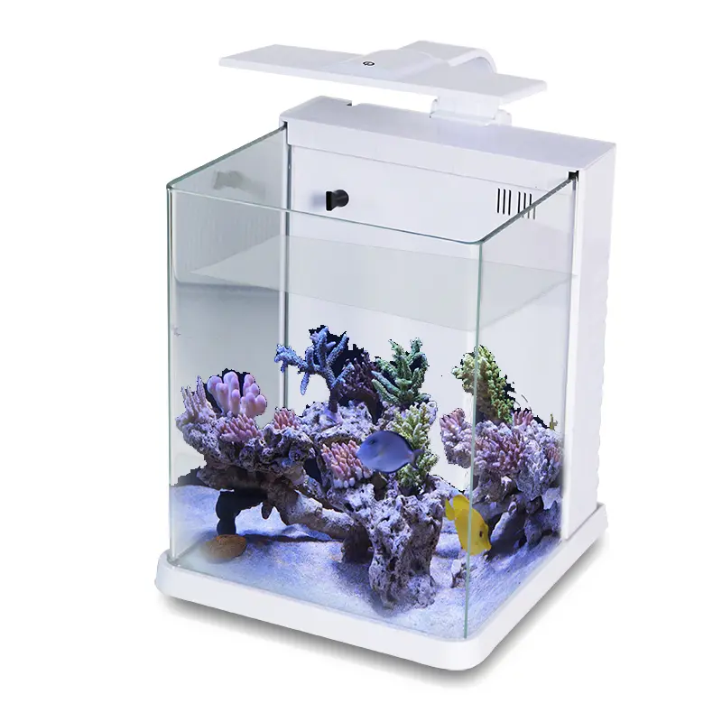 Fish Tortoise Turtle Glass Tank with Drying Platform Rectangle Lamp Fish Tank Aquariums White Aquaculture Tank