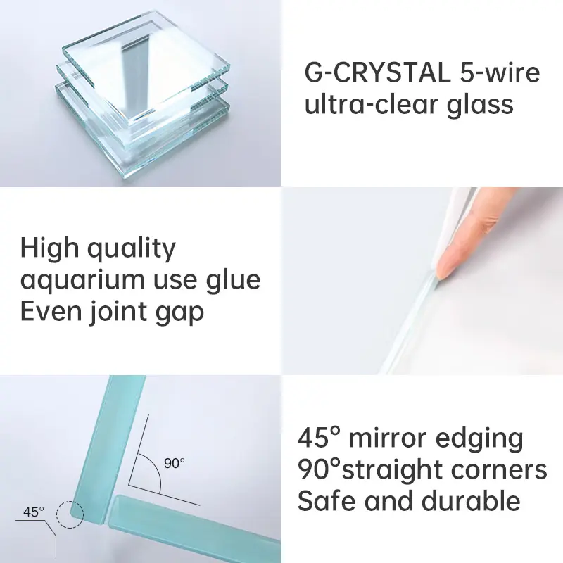 30cm-60cm Different Sizes 6 in 1 Rectangle Glass Fish tank Set Low Iron Glass Aquarium tank ultra clear Glass
