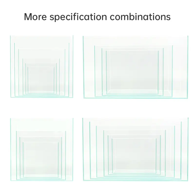 30cm-60cm Different Sizes 6 in 1 Rectangle Glass Fish tank Set Low Iron Glass Aquarium tank ultra clear Glass