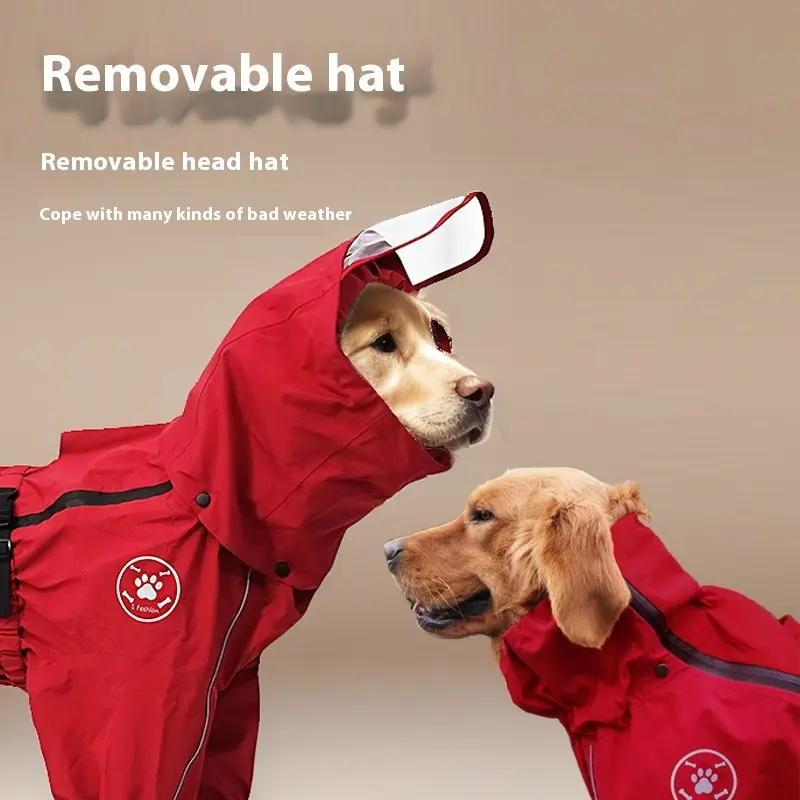 Border Animal Husbandry Golden Retriever Poncho Medium to Large Four-Legged Dog Raincoat Waterproof Breathable for Outdoor Use