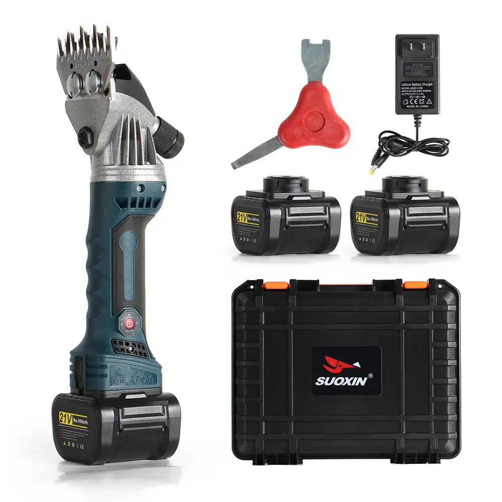 Professional Cordless Electric Wool Sheras,21V Rechargeable Shearing Clipper with 6 Speed and Two Lithium Batteries Sheep Shears