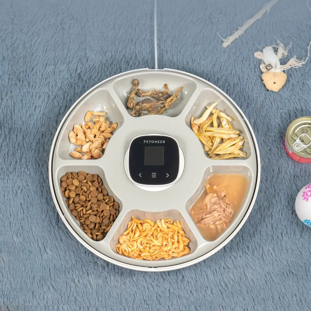 Smart Electronic Auto 6 Meal Trays Cat Dog Timed Treat Feeder Tray Automatic Pet Food Dispenser Pet Bowls Feeders
