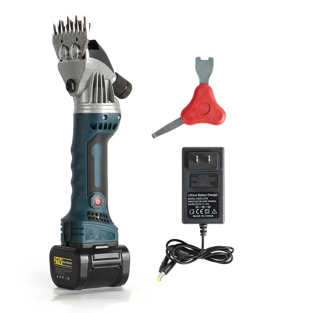 Professional Cordless Electric Wool Sheras,21V Rechargeable Shearing Clipper with 6 Speed and Two Lithium Batteries Sheep Shears
